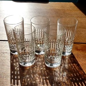 Federal Cut Glass High Ball Tumbler Set (5)